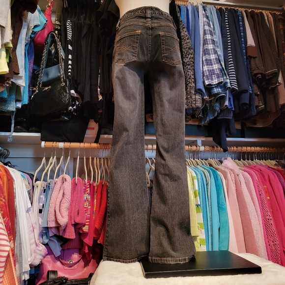 SO ♡ Sweet Black STRETCH Denim Gold Trim Stitching Fit 'n Flare Jeans 1 - Picture 13 of 17